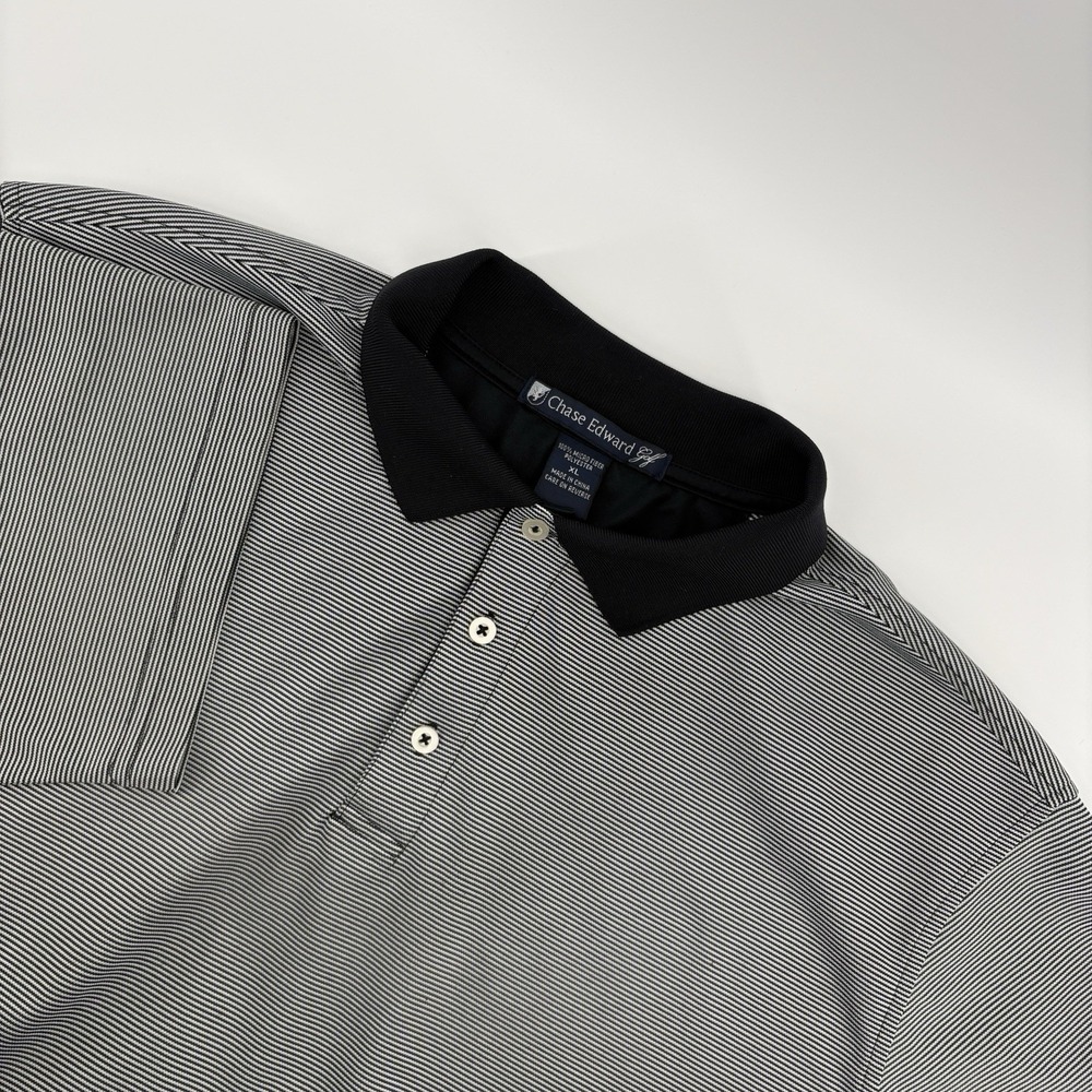 Chase Edward Golf Polo Shirt Men's Extra Large‎ Short Sleeve Grey Striped